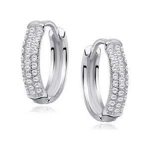 Cercei rotunzi argint Ø15 mm cu pietre DiAmanti Z0967DER_W-DIA (Argint 925‰ 2,3 g.)